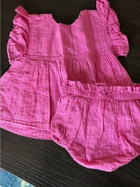 Pink Chicken Pink Ruffle Sleeve Baby Top with Bloomers